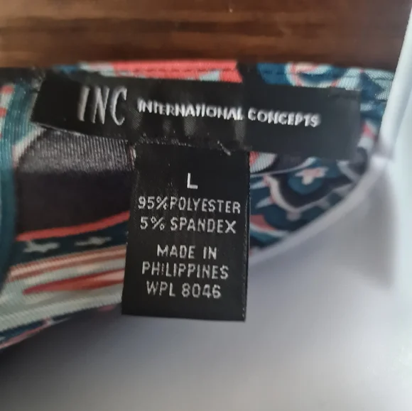 INC Wrap V Neck Cap Sleeve Embellished Paisley Print Knee Length Stretch Size L - Picture 5 of 7